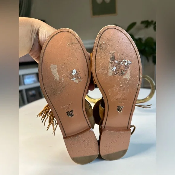 Vince Camuto VC Signature Tabor tan camel suede tassel gladiator sandal size 8 - Picture 8 of 8